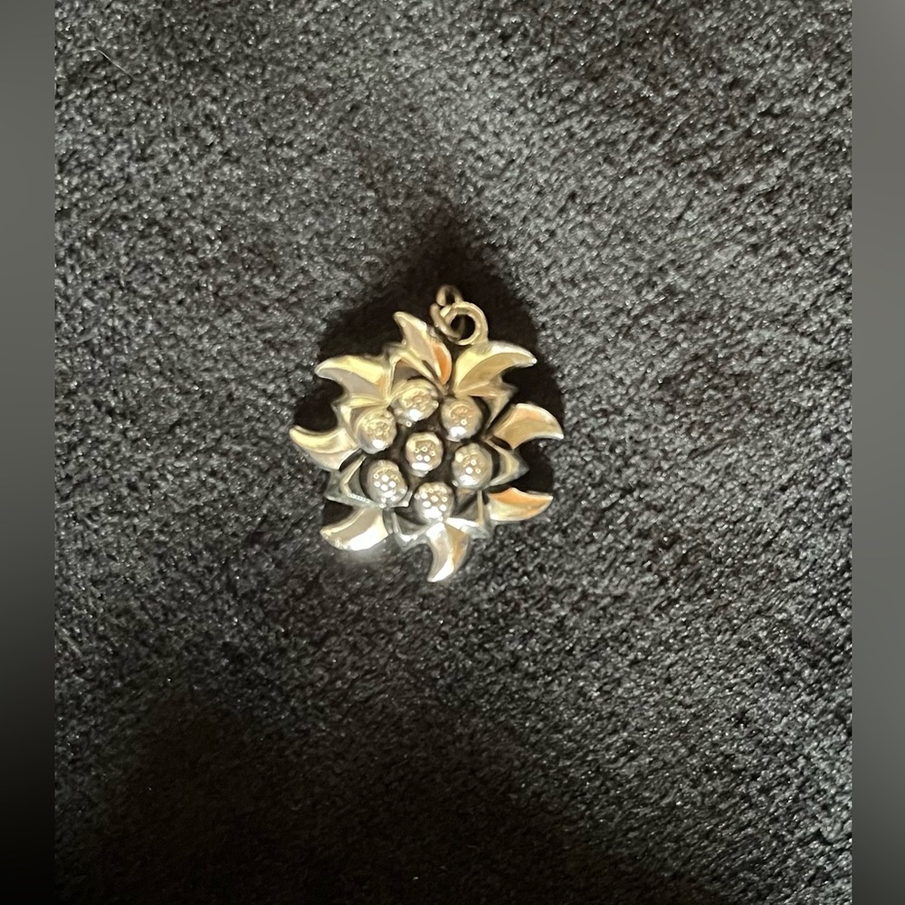 Edelweiss silver tone pendant.